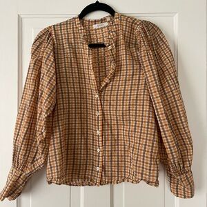 Doen Scarlett Top in Orange Meringue Plaid